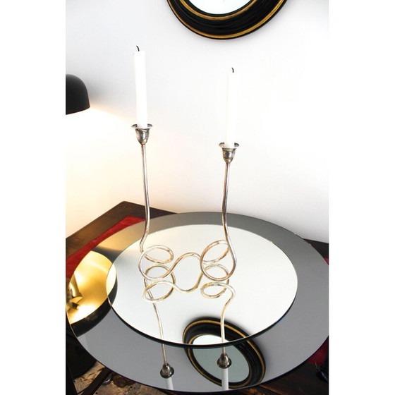 Image 1 of Bougeoir vintage avec 2 bougies, Italie 1970