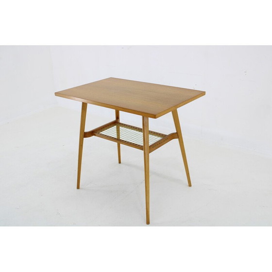Image 1 of Table d'appoint vintage en hêtre et chêne, Tchécoslovaquie 1960