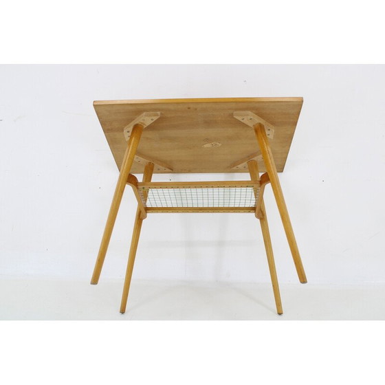 Image 1 of Table d'appoint vintage en hêtre et chêne, Tchécoslovaquie 1960