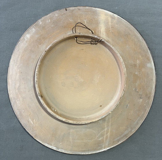 Image 1 of Assiette en terre cuite peinte à la main , Art Nouveau , Non signée . Vintage Original