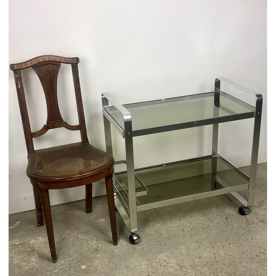 Image 1 of Table de service sur roues en aluminium et verre vintage italien par Martini et Rossi, 1970