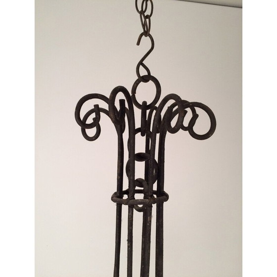 Image 1 of Lustre cage en fer forgé, 1970