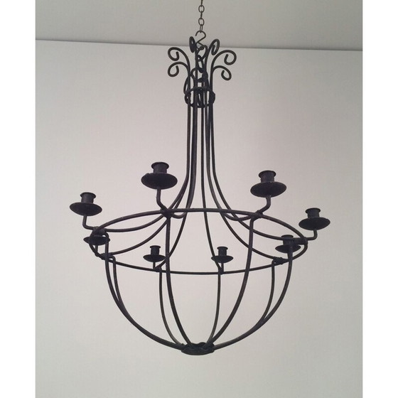 Image 1 of Lustre cage en fer forgé, 1970