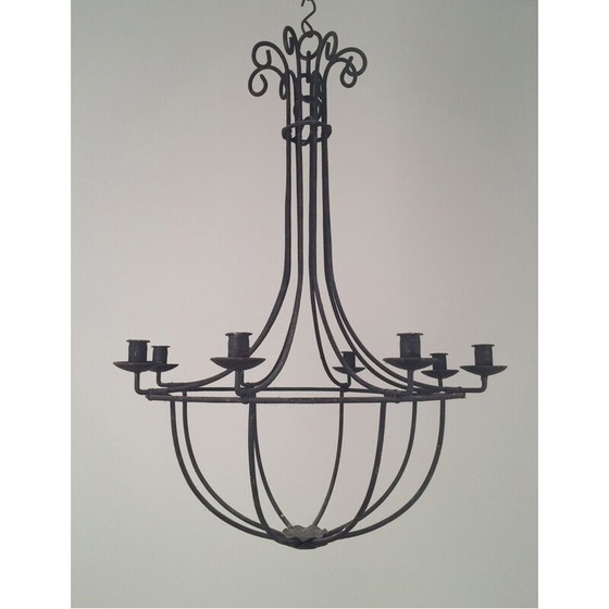 Image 1 of Lustre cage en fer forgé, 1970
