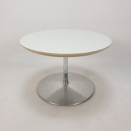 Table basse ronde vintage en bois et aluminium par Pierre Paulin pour Artifort, 1960
