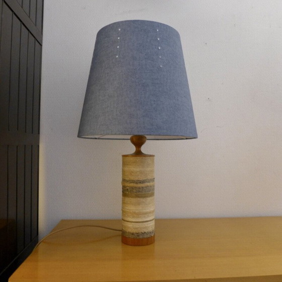 Lampe vintage scandinave en teck et corde – Textile, Wood (photo 6 of 6)