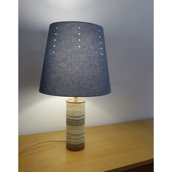 Lampe vintage scandinave en teck et corde – Textile, Wood (photo 3 of 6)