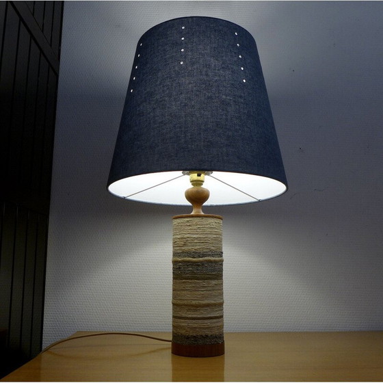Lampe vintage scandinave en teck et corde – Textile, Wood (photo 5 of 6)