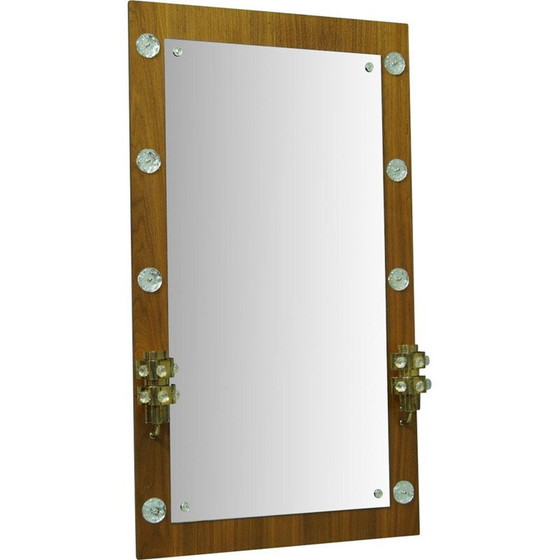 Image 1 of Miroir vintage en teck et cristal par Erik Höglund pour Eriksmalaglas, Suède années 1960