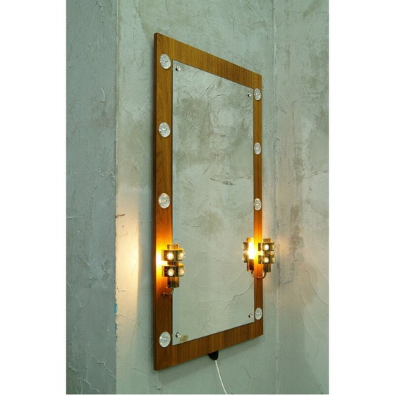 Image 1 of Miroir vintage en teck et cristal par Erik Höglund pour Eriksmalaglas, Suède années 1960