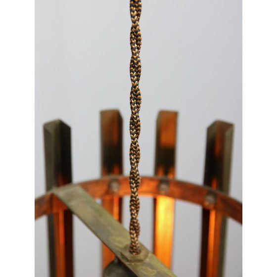 Image 1 of Lampe suspendue Cage en laiton, Italie 1970