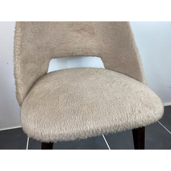 Image 1 of Chaise vintage beige avec pieds en forme de compas, 1960