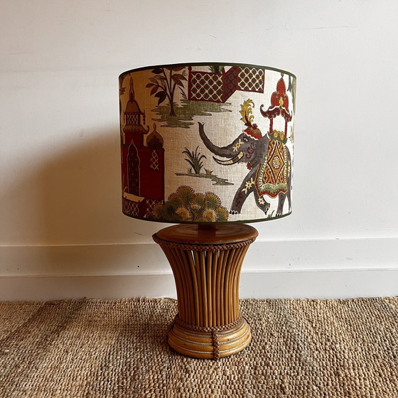 Image 1 of Base de lampe en bambou et rotin du Mid Century italien