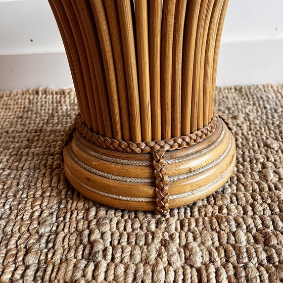 Image 1 of Base de lampe en bambou et rotin du Mid Century italien