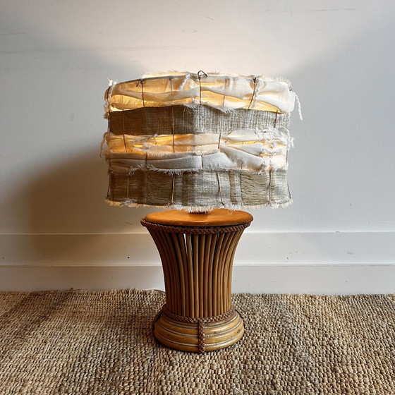 Image 1 of Base de lampe en bambou et rotin du Mid Century italien