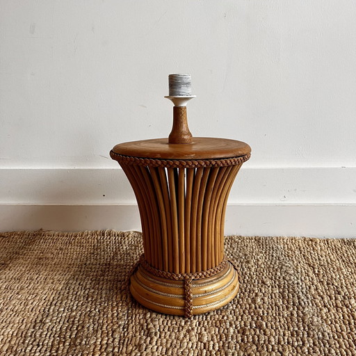 Base de lampe en bambou et rotin du Mid Century italien