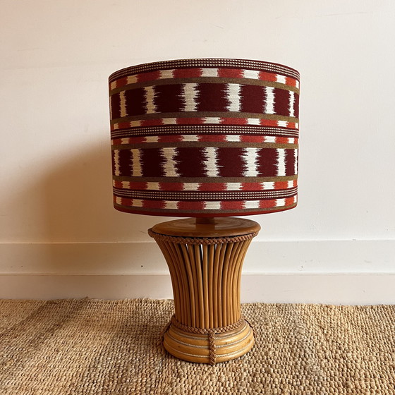 Image 1 of Base de lampe en bambou et rotin du Mid Century italien