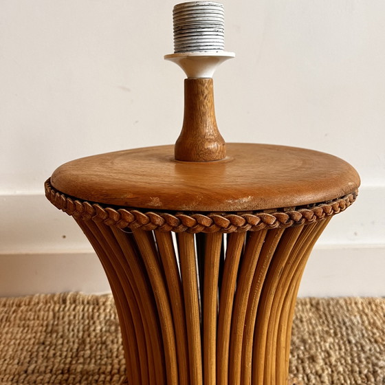 Image 1 of Base de lampe en bambou et rotin du Mid Century italien