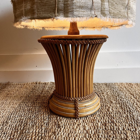 Image 1 of Base de lampe en bambou et rotin du Mid Century italien