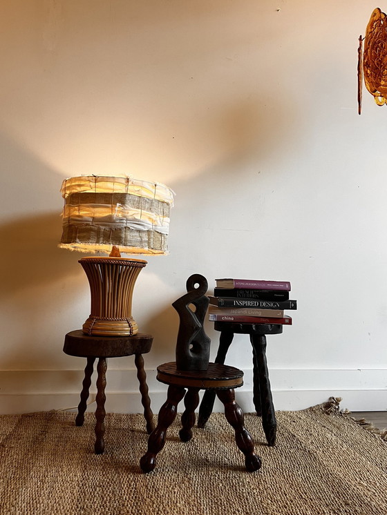 Image 1 of Base de lampe en bambou et rotin du Mid Century italien