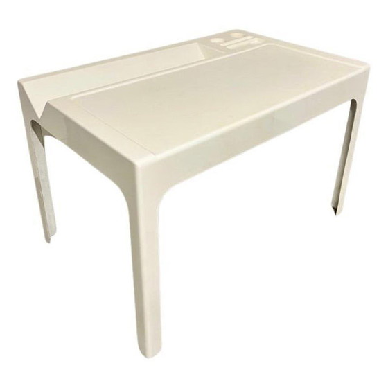 Image 1 of Bureau vintage Ozoo en fibre de verre laqué blanc par Marc Berthier, France 1967