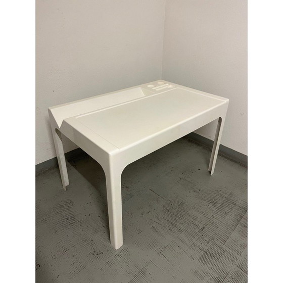 Image 1 of Bureau vintage Ozoo en fibre de verre laqué blanc par Marc Berthier, France 1967