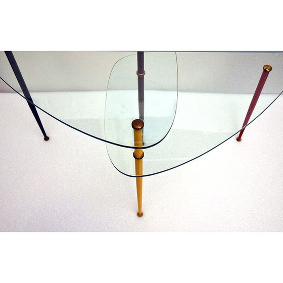 Image 1 of Table basse vintage Arlecchino en métal et cristal par Edoardo Poli pour Vitrex, Italie 1960
