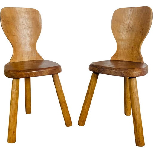 Paire de chaises tripodes Brutalist vintage