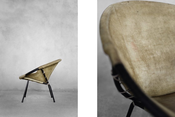 Image 1 of Vintage Mid Century German Modern Earthy Green Suede Circle Balloon Chair By Lusch Erzeugnis For Lusch & Co, 1960S
