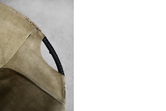 Image 1 of Vintage Mid Century German Modern Earthy Green Suede Circle Balloon Chair By Lusch Erzeugnis For Lusch & Co, 1960S