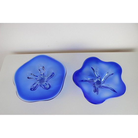 Image 1 of Paire de bols en verre d'art vintage par Josef Hospodka pour Chribska Glassworks, Tchécoslovaquie, années 1960