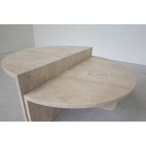 Image 1 of Table basse vintage en travertin en deux parties, Italie 1970