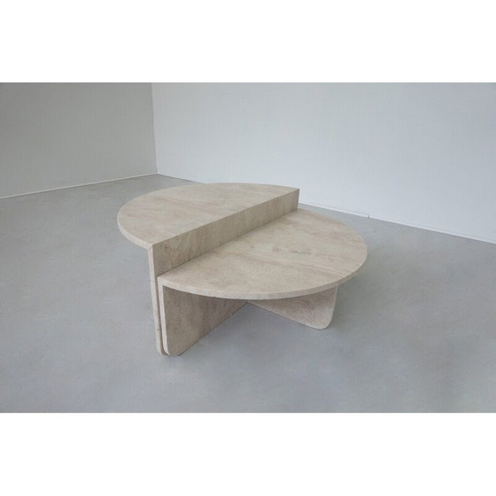 Image 1 of Table basse vintage en travertin en deux parties, Italie 1970
