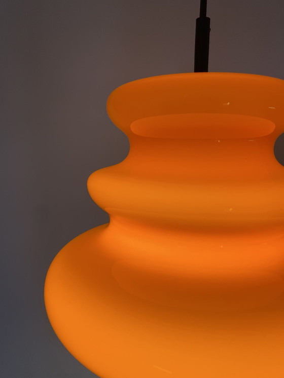 Image 1 of Lampe pendante en verre orange vif Ah 1 By Peill And Putzler 1960