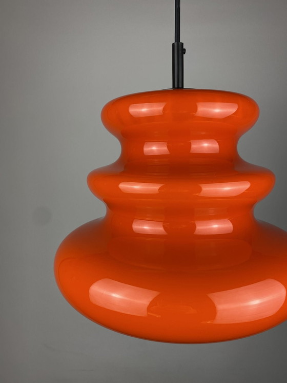 Image 1 of Lampe pendante en verre orange vif Ah 1 By Peill And Putzler 1960