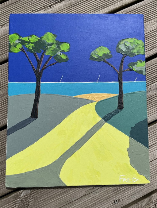 Le Chemin De La Plage - Acrylique De Frédéric Cadiou