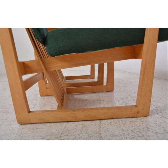 Image 1 of Ensemble de salon vintage en cuir, bois et tissu par Albert Haberer, Allemagne 1950