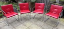 4x Arco Frame Xl Chaises design en cuir rouge