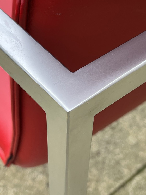 Image 1 of 4x Arco Frame Xl Chaises design en cuir rouge