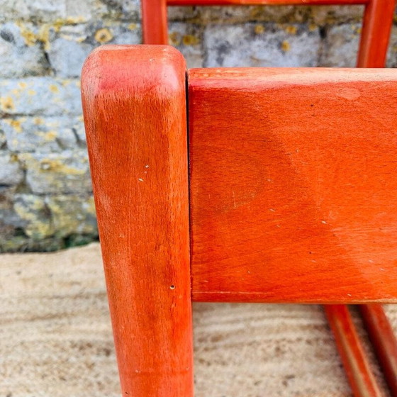 Image 1 of Ensemble de 4 chaises vintage en bois rouge