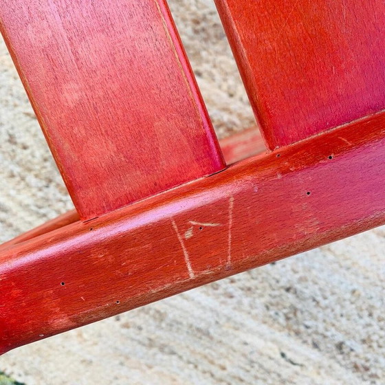 Image 1 of Ensemble de 4 chaises vintage en bois rouge