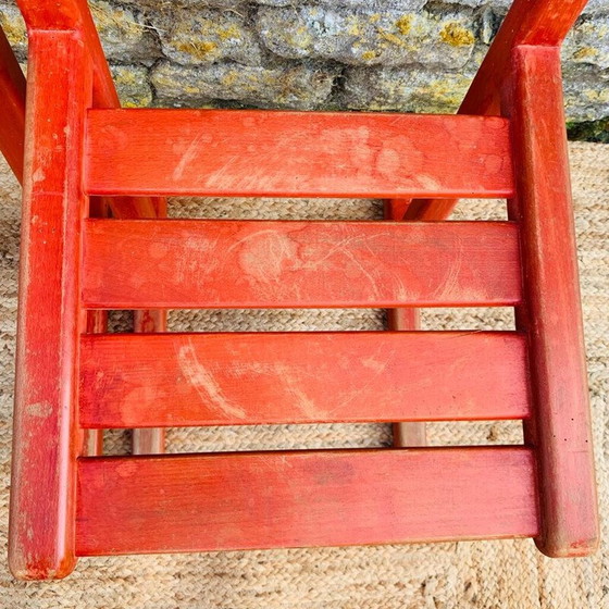 Image 1 of Ensemble de 4 chaises vintage en bois rouge