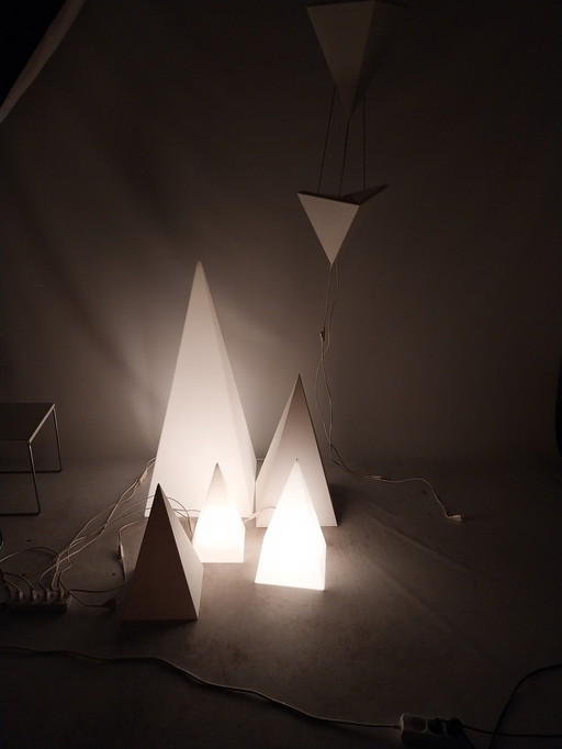 7 Piece Pyramid Lamps By Harco Loor For Woja.