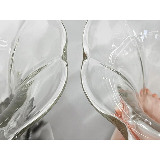 Paire de vases en verre à colombes Art déco de Josef Feigl pour Libochovice Glassworks, Tchécoslovaquie1930