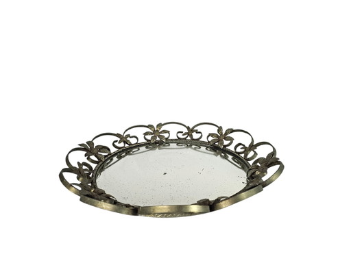 DeKnudt - Miroir solaire - Or - verre - métal - Hollywood Regency - 70's