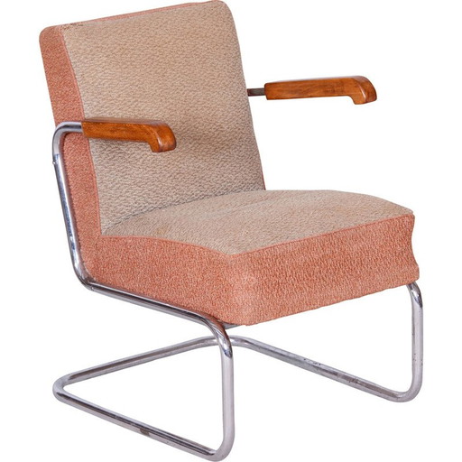 Fauteuil Bauhaus vintage en acier chromé par Vichr a Spol, Tchécoslovaquie 1930
