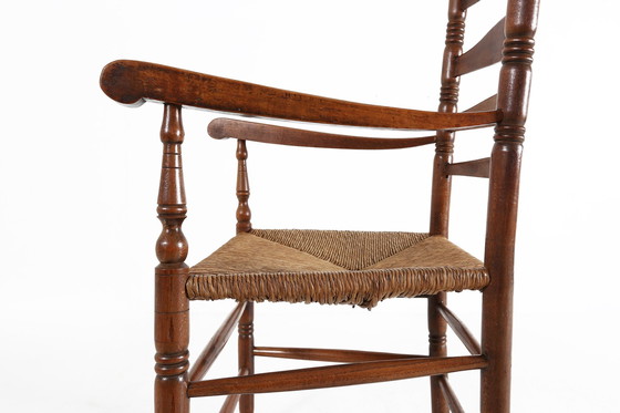 Image 1 of Fauteuil français ancien en bois avec assise cannée, 1890S