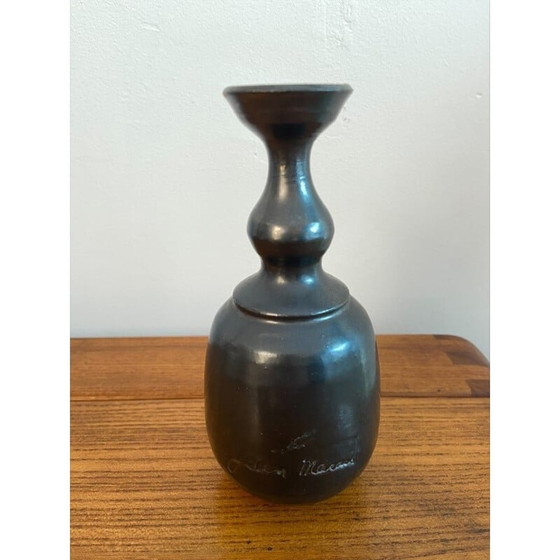 Image 1 of Paire de céramiques vallauriennes vintage avec glaçure à l'étain par Jean Marais, 1980