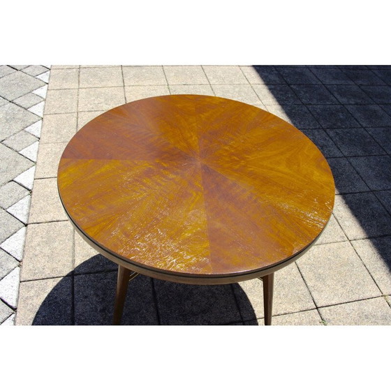 Image 1 of Table d'appoint vintage en laiton et noyer, Italie, 1960