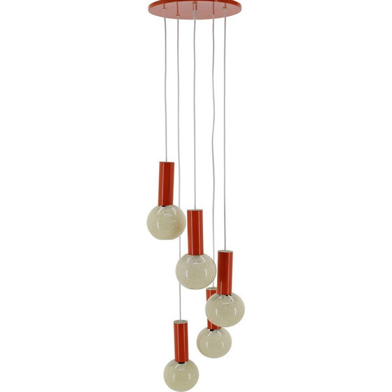 Image 1 of Lustre vintage en forme de cascade avec abat-jour en plastique, Tchécoslovaquie 1970